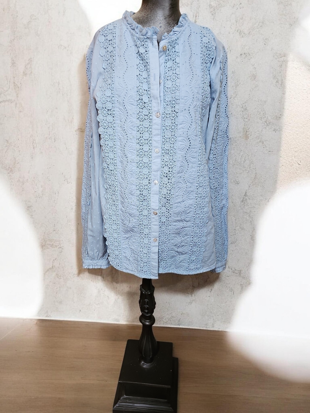 Sundance Light Blue Embroidered Button-Down Shirt